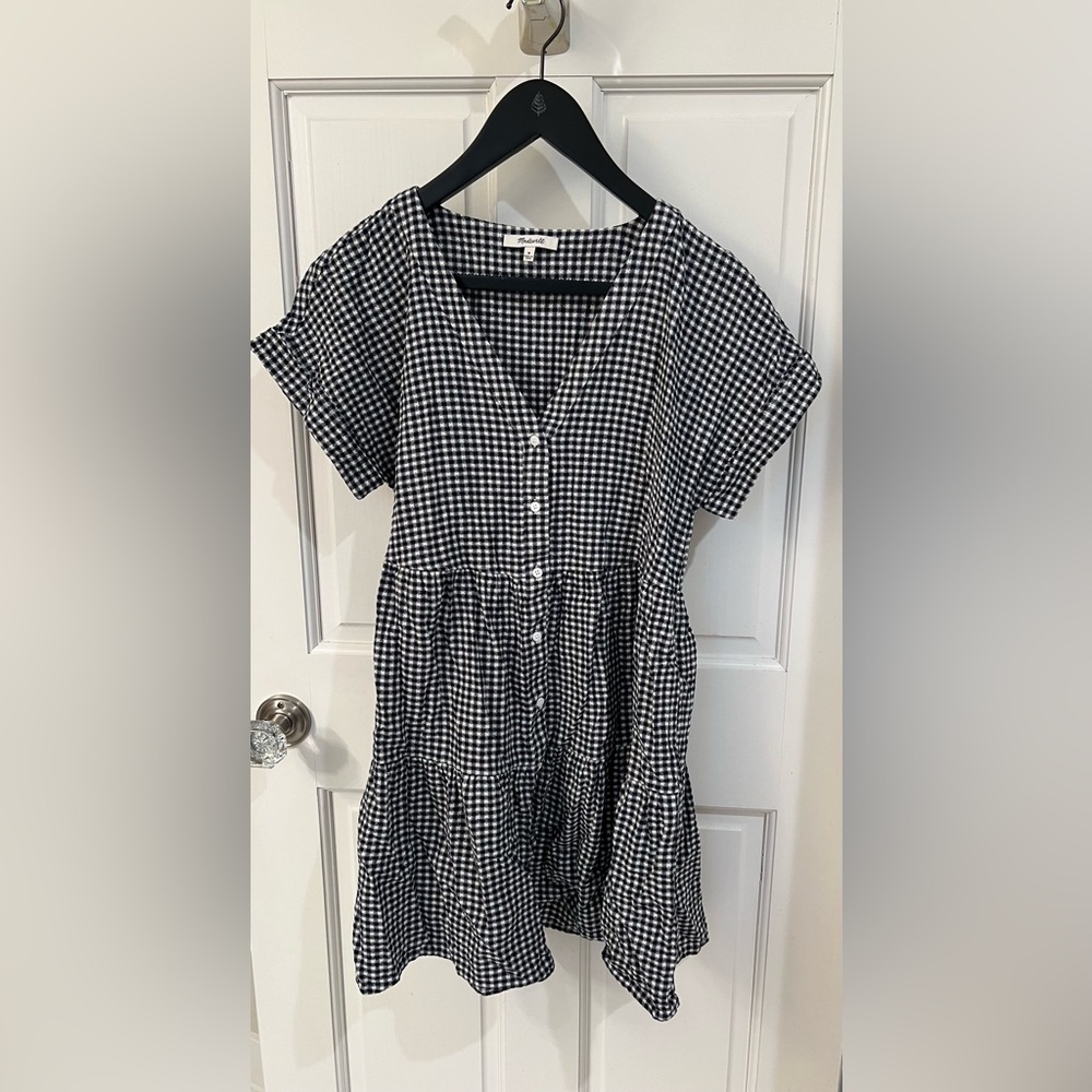 Madewell Black and White Gingham Dress